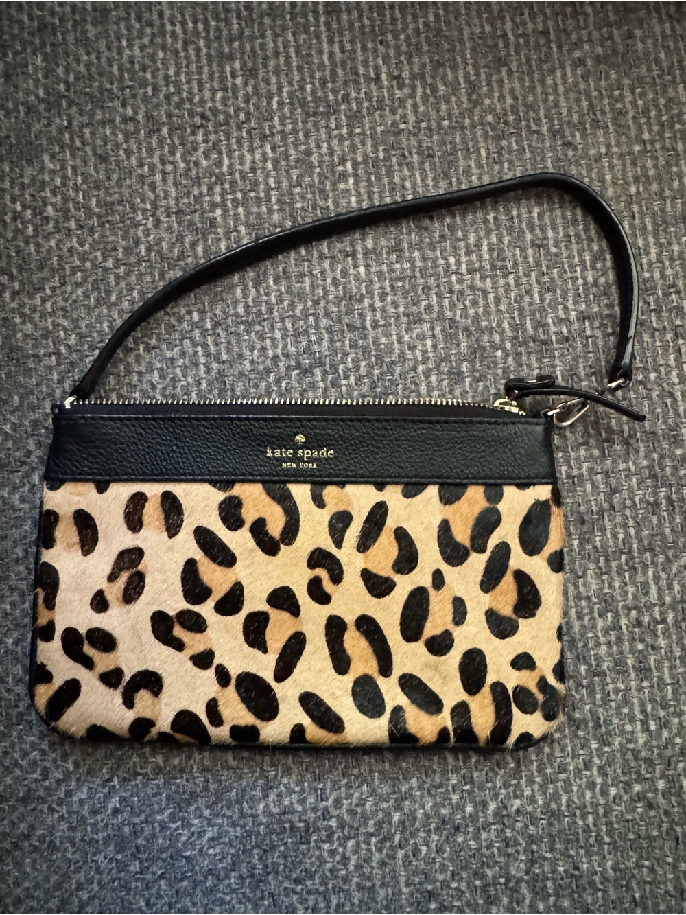 Kate Spade Leopard Print Haircalf Wristlet Pouch